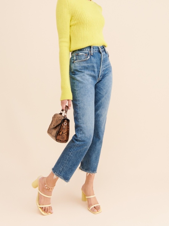 Agolde Denim - AGOLDE Riley Cropped Slim Straight Distressed Jeans Size 26